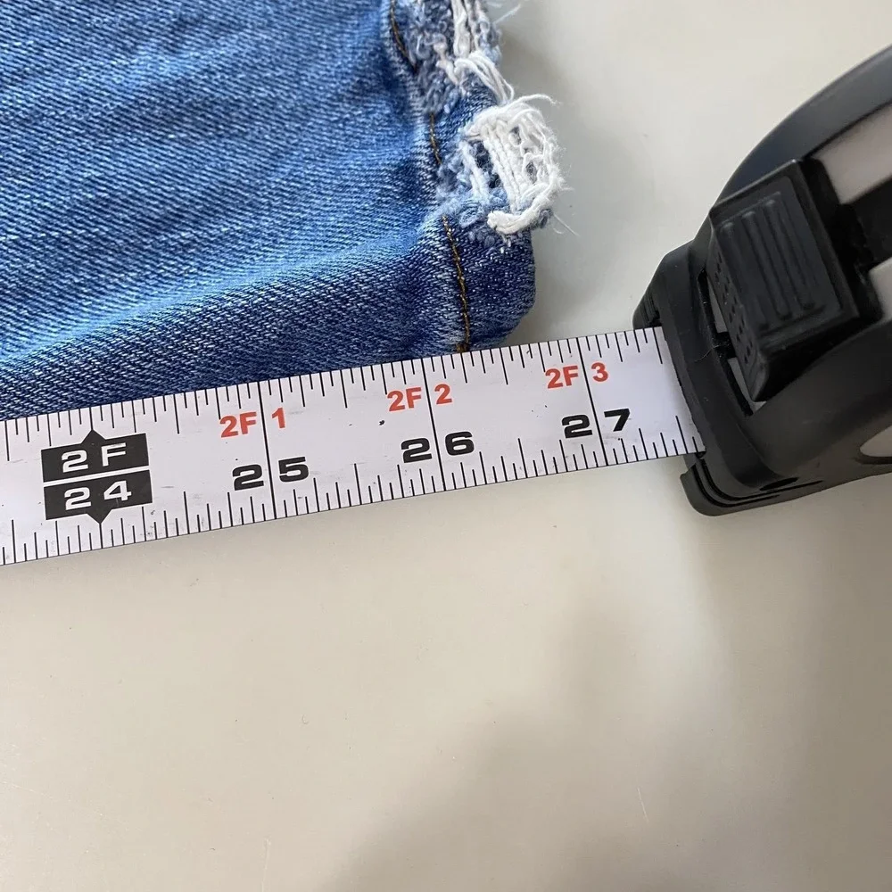 Good American Jeans Womens 4 27 Good Curve Straight Distressed Raw Hem Denim - Picture 12 of 16